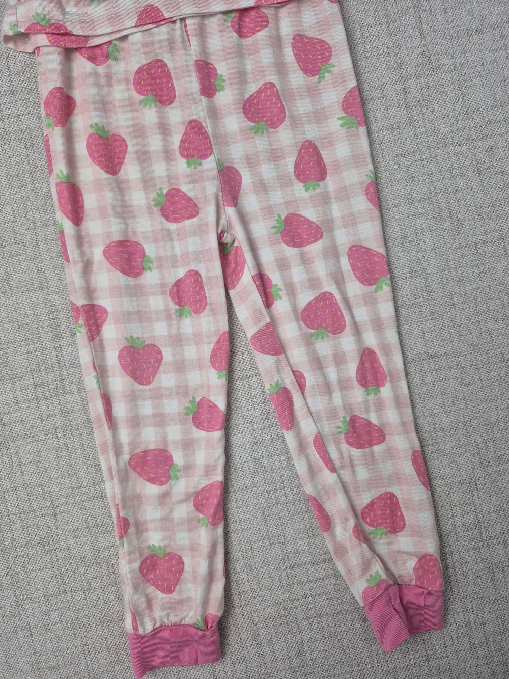 Bamboo Milkberry Toddler Girls Strawberry Gingham Plaid Pajama Set Size 24M Pink